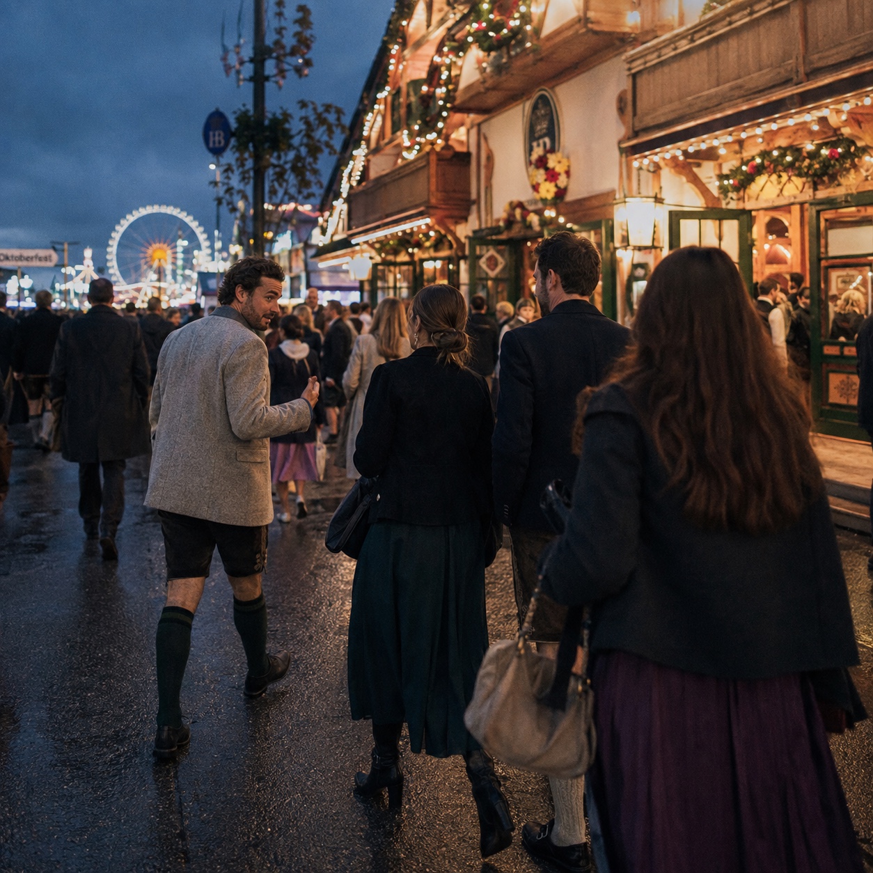 Guests celebrating together at Oktoberfest in Munich