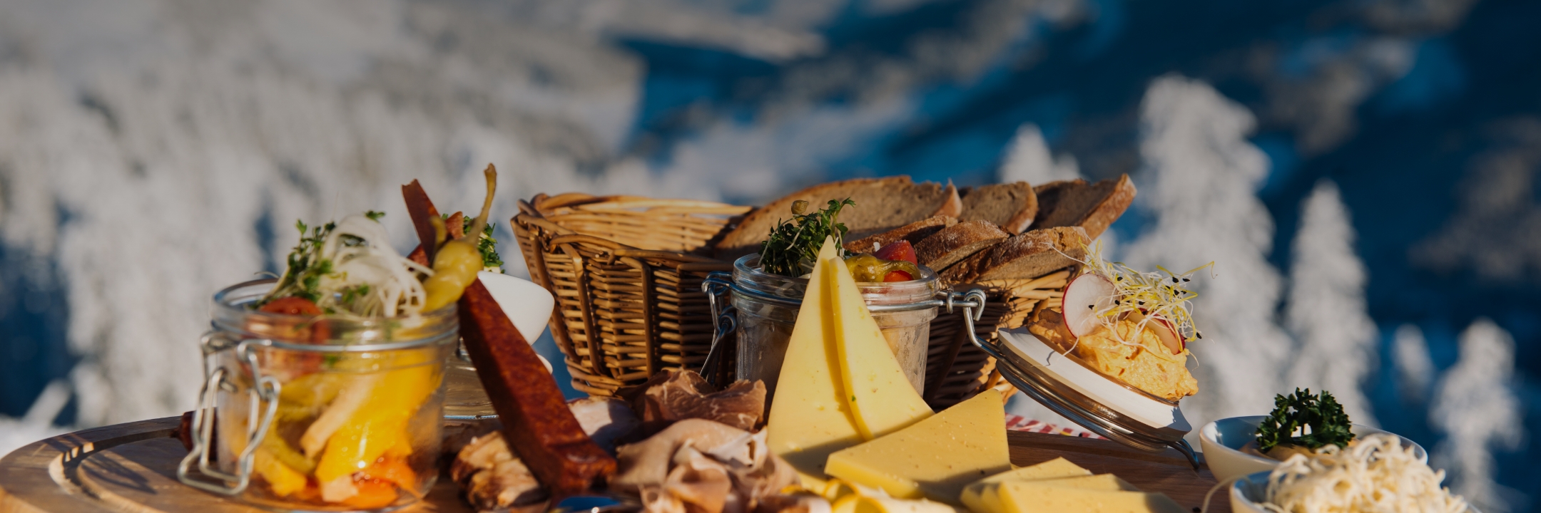 Bavarian Snacks on a wooden table