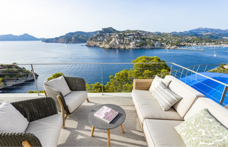Lounge seating at a Balearic Island Villa with Ocean View